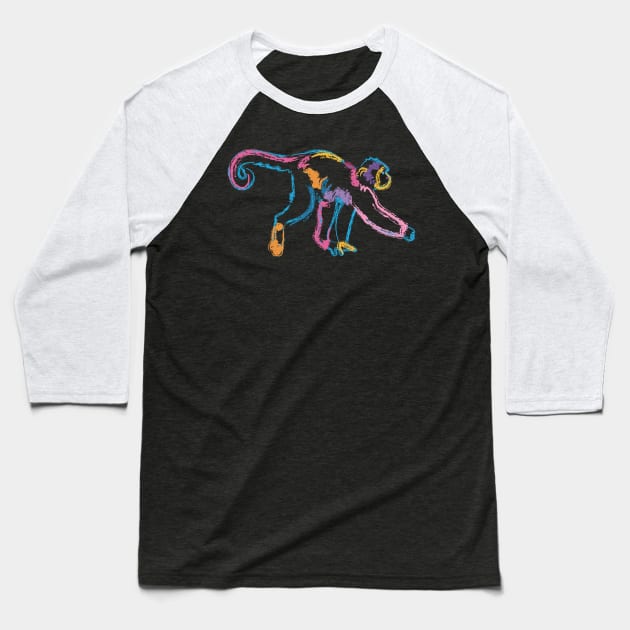 Rainbow Monkey Baseball T-Shirt by evisionarts